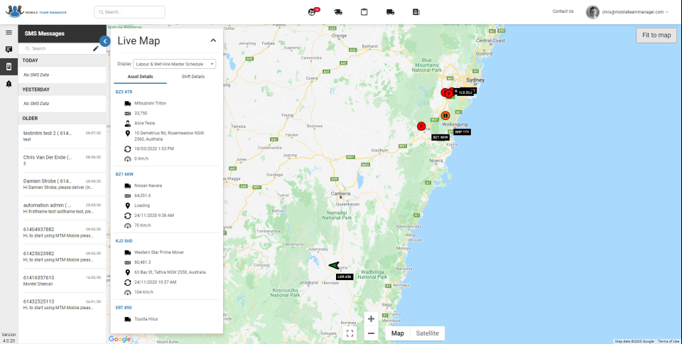 screenshot of Mobile Team Manager